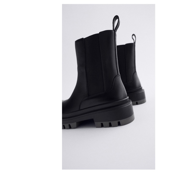 Zara Leather Lug Sole Ankle Boots - Picture 3 of 12